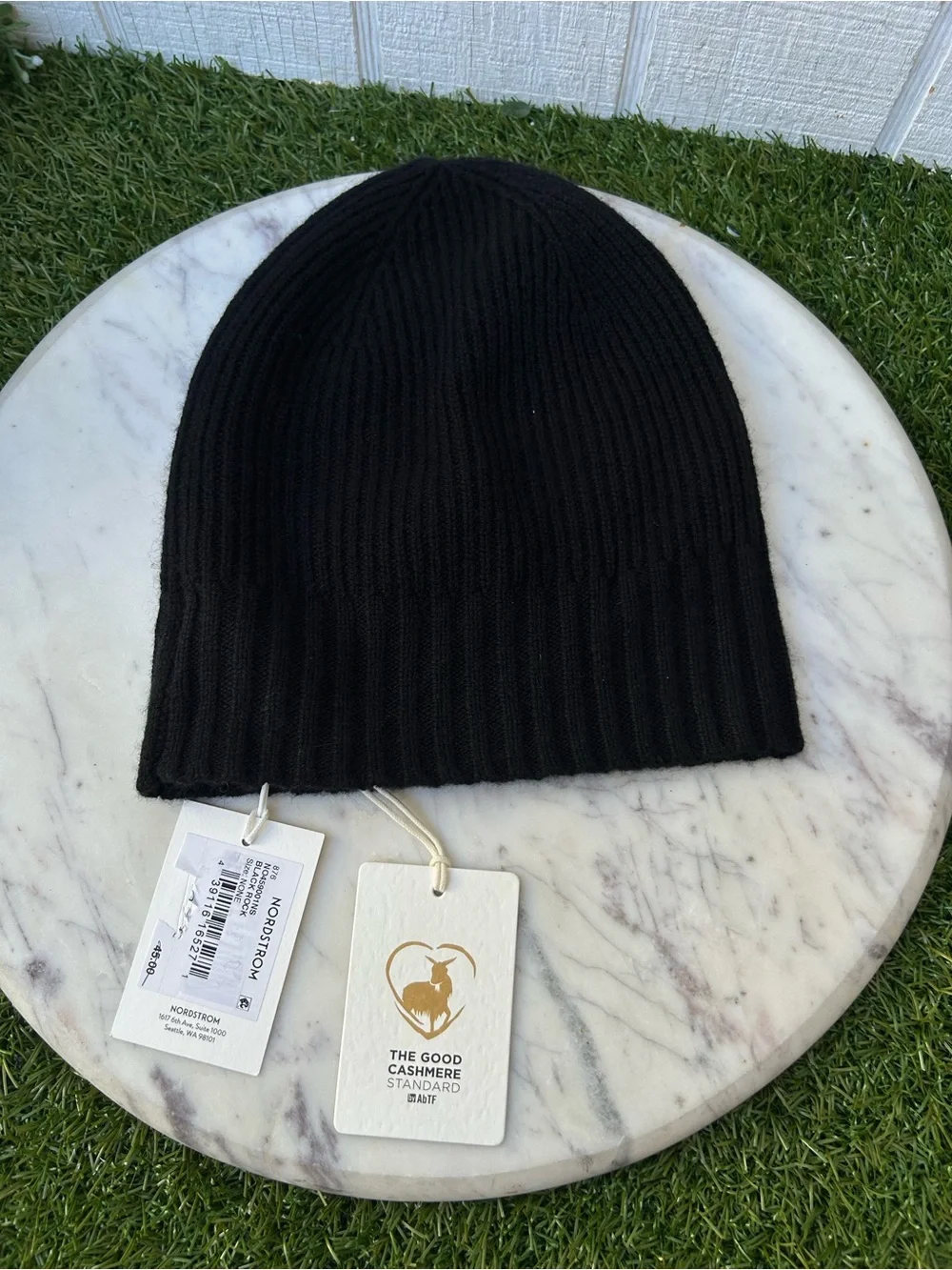 Rib Cashmere Beanie Nordstrom Black Rock/new  $45